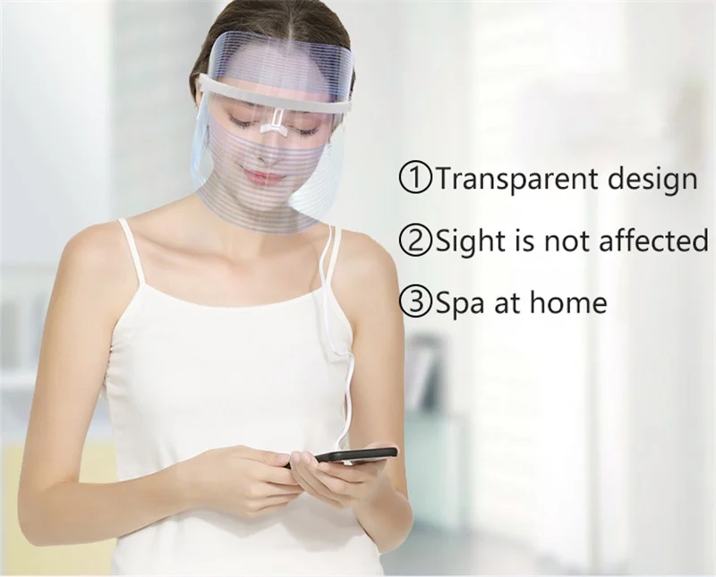 

2021 Home Use Colorful Pdt Led Light Therapy Beauty Face Mask For Ance Removal Skin Care Device Led Lamp Abs 3 Colors Led Light