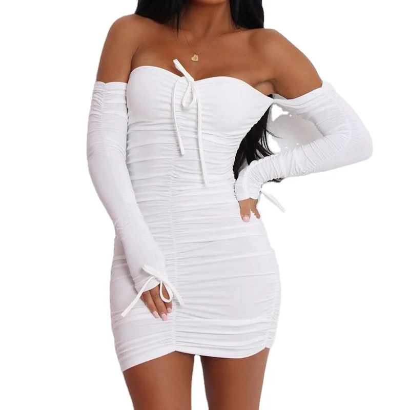 

Sexy Mini off shoulder plus size dress OEM summer casual long sleeve bodcon Club Dress women clothing