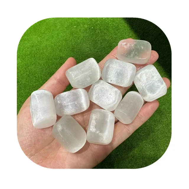 

Bulk wholesale 20-30mm crystals healing stones home decor natural white selenite tumbled stones for Reiki