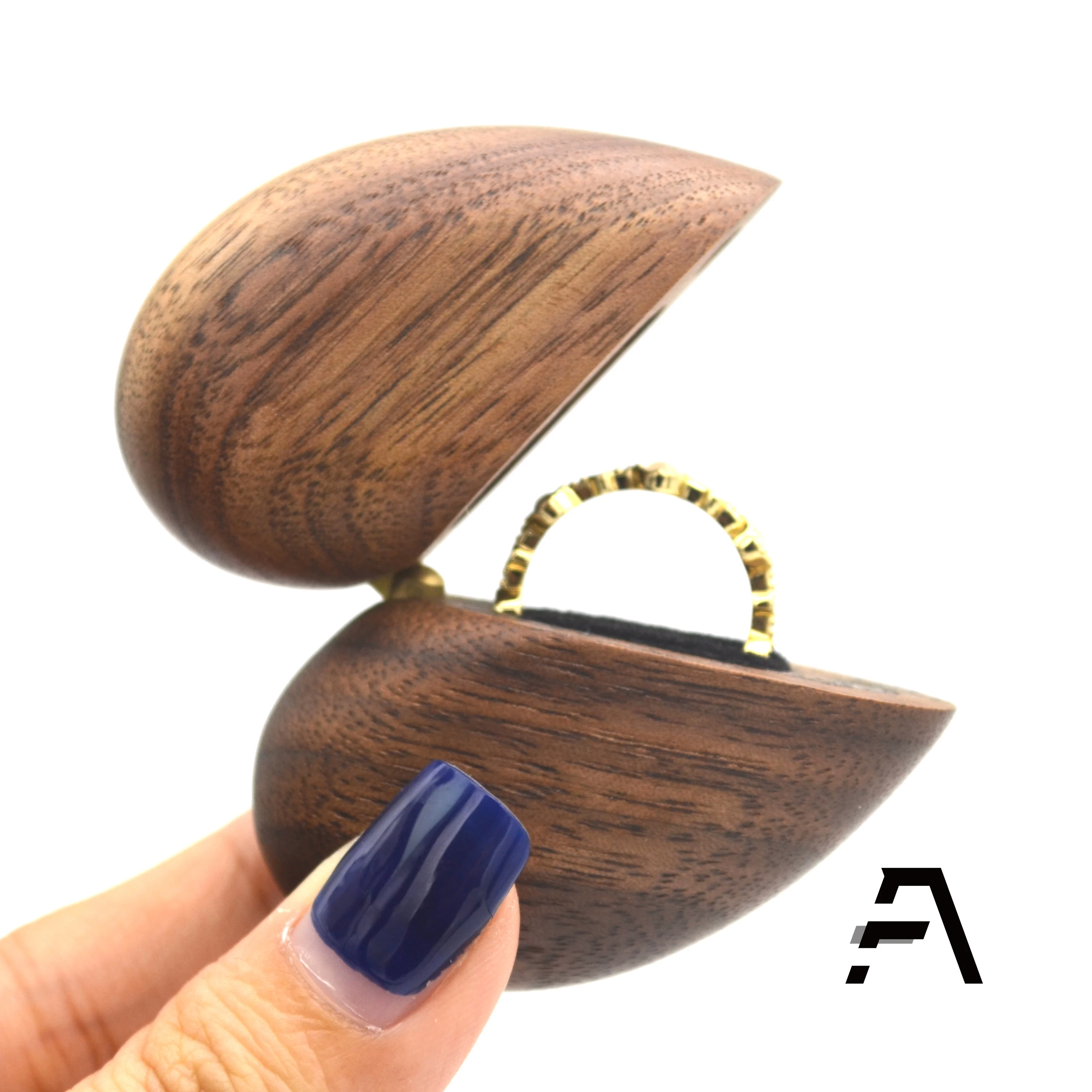 

Heart Shaped Wooden Ring Magnet Box, Walnut