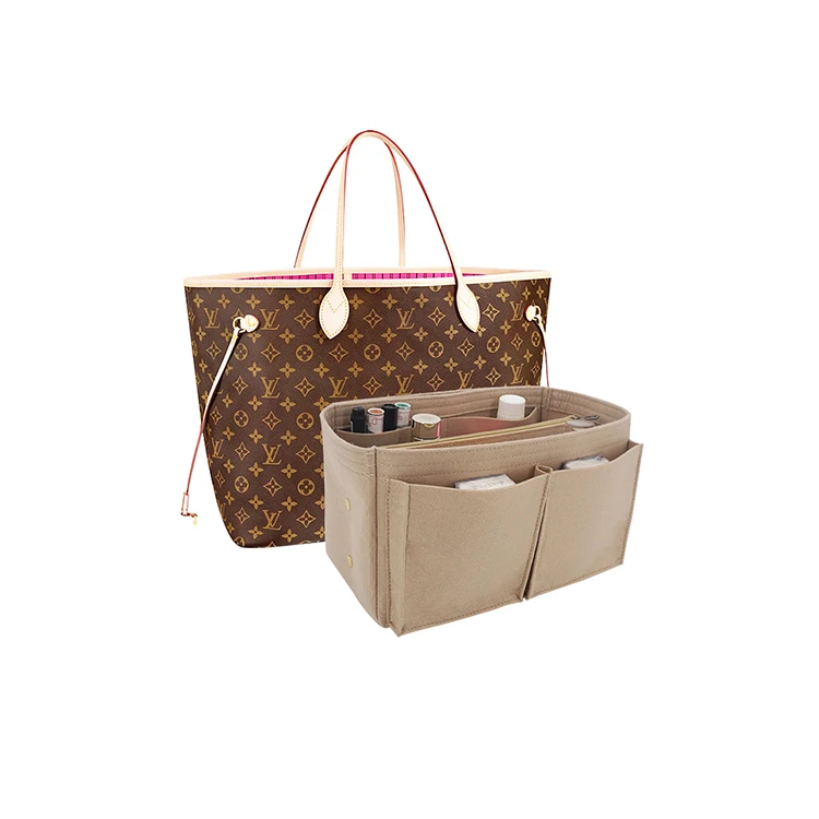 

Large capacity felt bag insert organizer for cosmetic, Light brown ,red or customized