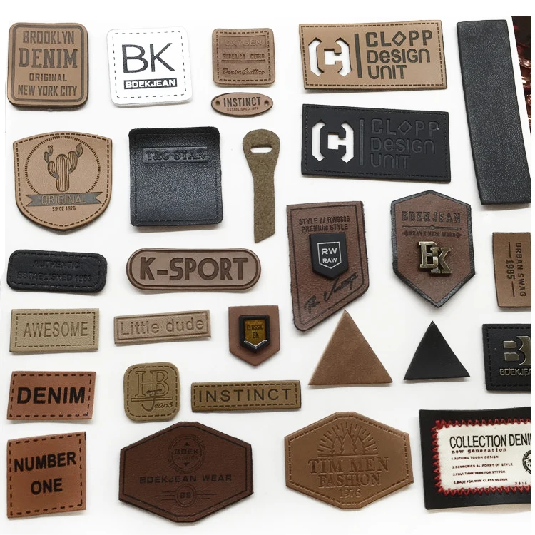

Accessory Maker Sew on Custom Design Debossed Logo Small PU Leather Patches Labels, Custom color