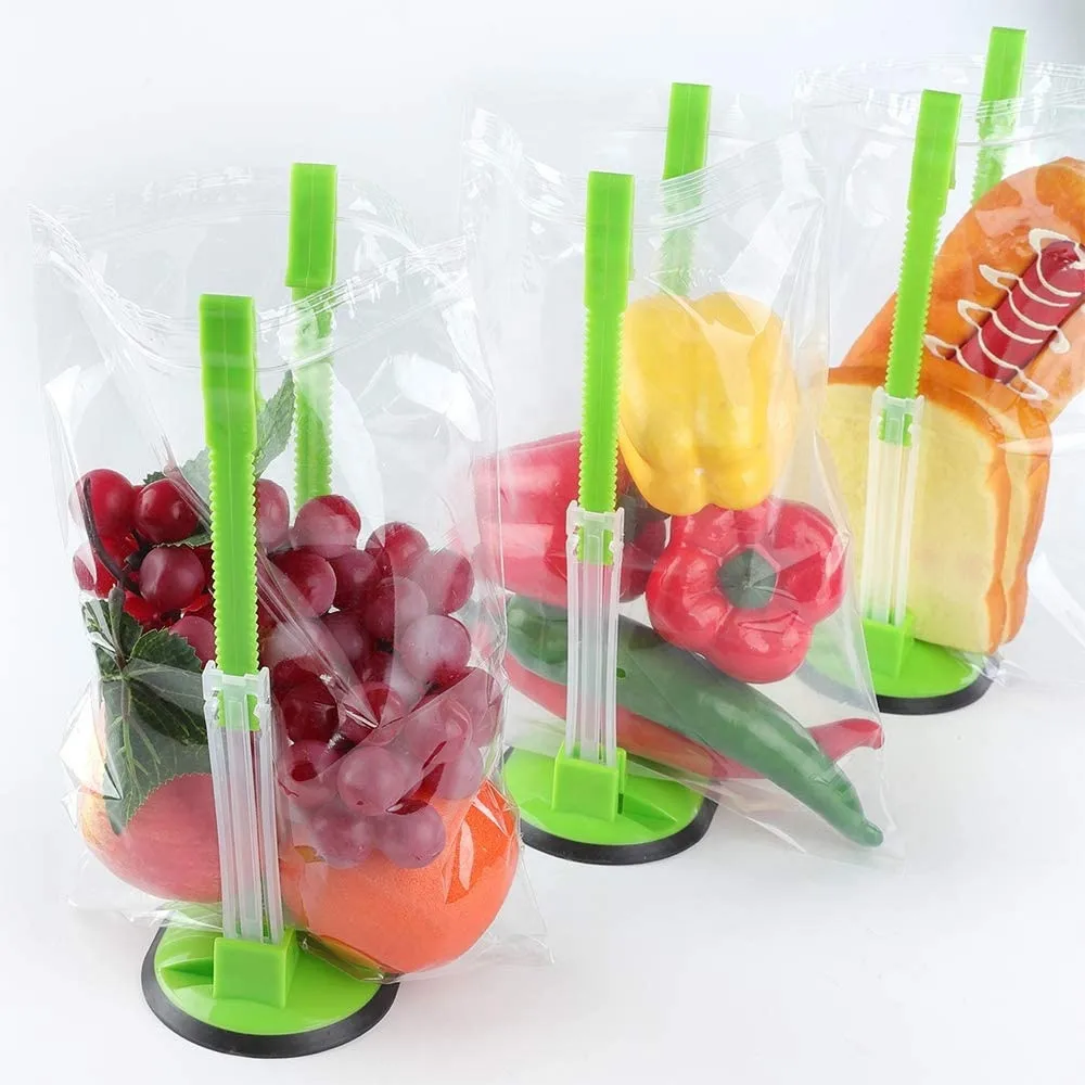 

Hot Sales Kitchen Ziplock Food Storage Bag Holder Rack Clip, Green,blue,yellow etc