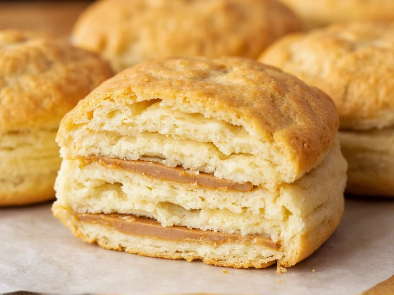Close-up of layered homemade biscuit cross-section