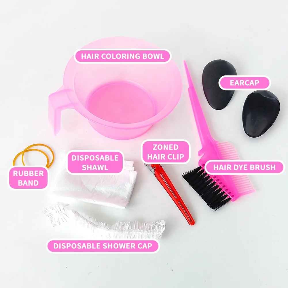 

Wholesale Hair Dye Set with Oil Treatment Bowl of Hair Dye Comb and Brush Barber Shop Household Combination 7pcs Set
