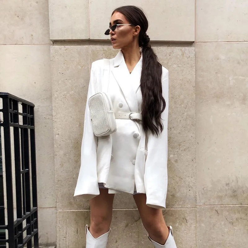 

Ecowalson custom 2021 long sleeve pure oversize coat blazer autumn winter women streetwear outfits windbreaker female tops