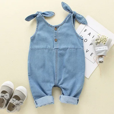 

Baby Girl Clothes Shoulder Bandage Jeans Baby Overalls Pocket Deco Cute Baby Girl Denim Overalls Newborn Jumpsuit