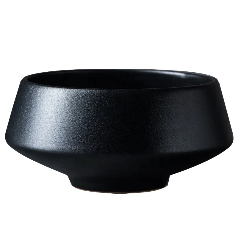 

MG brand novelty design irregular shape 5" / 7" / 3.5" texture black ceramic pottery rice soup bowl for export