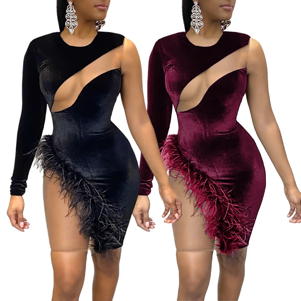 

Stock Mesh Autumn See Through Long Pencil Dress Women Mock Neck Bodycon Dollar Money Sexy Dresses Lady Fitted Clothes