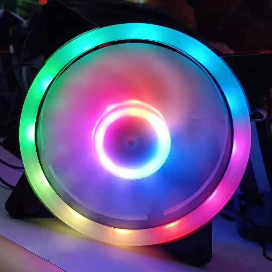 

Factory Price Double Aperture Computer Case Air Cooling Cooler LED Colorful Light Fan RGB Cooler 120 MM Ventilador Para PC Fan, Rgb fans