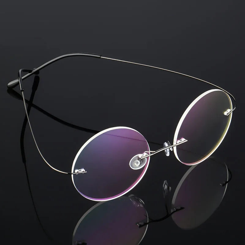 

new fashion products 2021 adjustable thin optics glasses rimless round alloy frames glasses eyeglasses