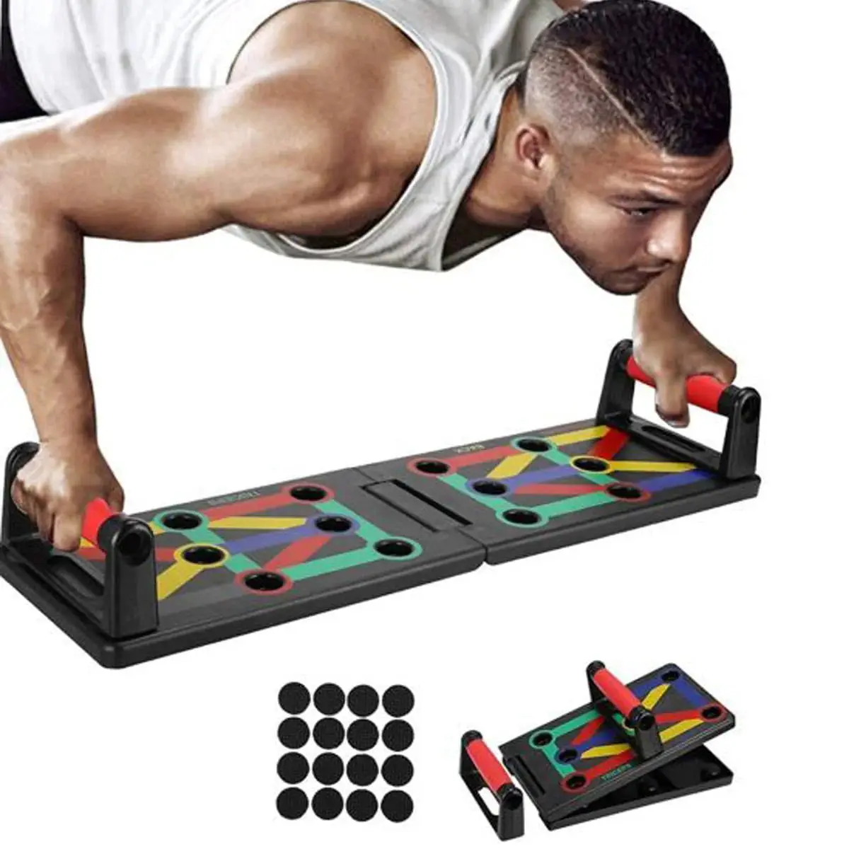 Flat Rock Expedition Ultimate 12-in-1 Foldable Push-up Board System ABS Color Coded Fitness Push-up Stands for Muscle Training