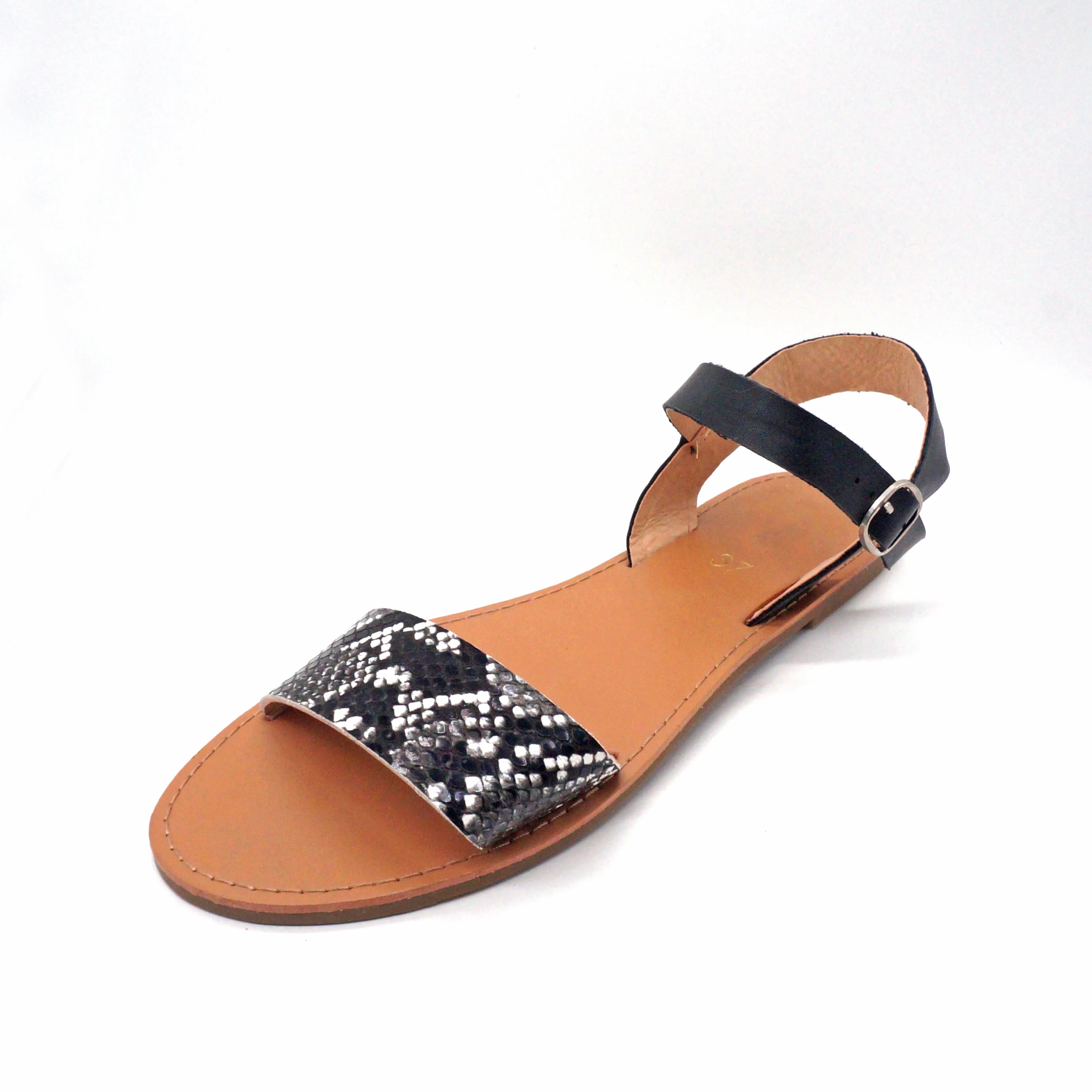 

Custom Comfortable Leisure Ladies Shoes And Sandals Flat With Genuine Leather Women Slippers Sandals Ankle Strap