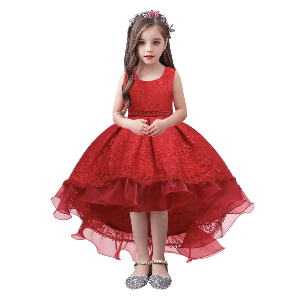 

Children's trailing dress new hot-selling lace princess dress medium and big Children Performance dress