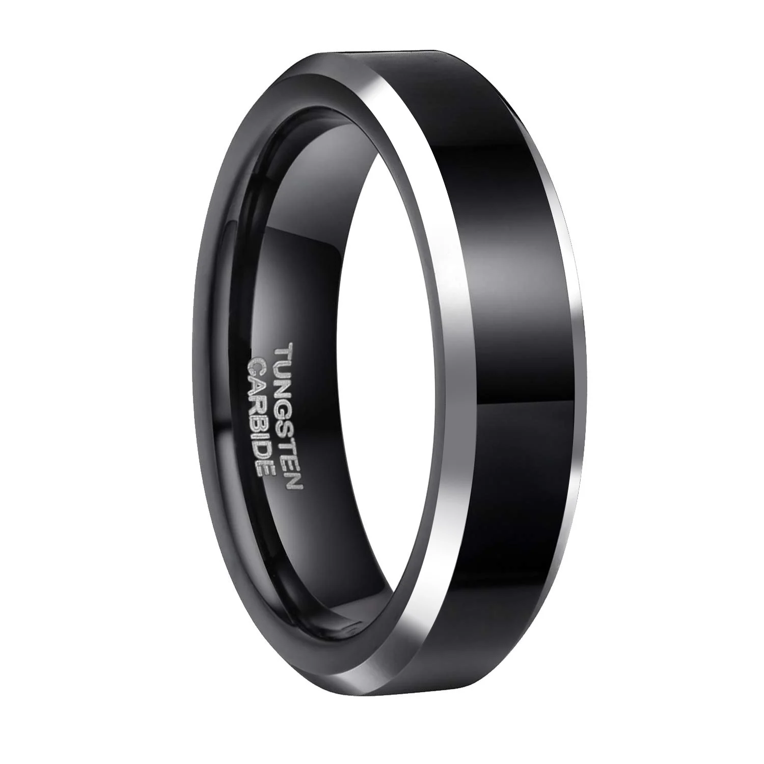 OAHLAN High Polished 6mm 8mm IP Black Comfort Fit Anti Rust Tungsten Carbide Rings for Women Men's Wedding Anniversary Gift