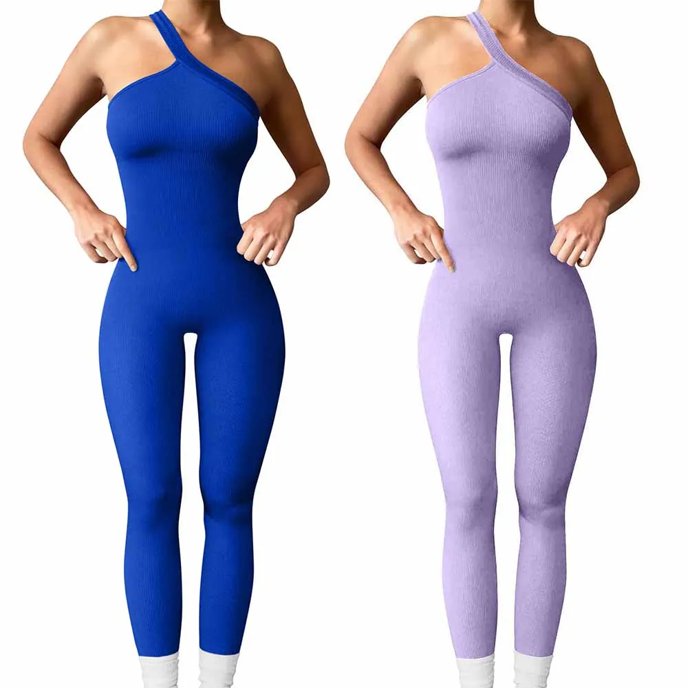 

Unique One Shoulder Design OQQ Yoga Wear Woman High Elasticity Fitness Jumpsuits