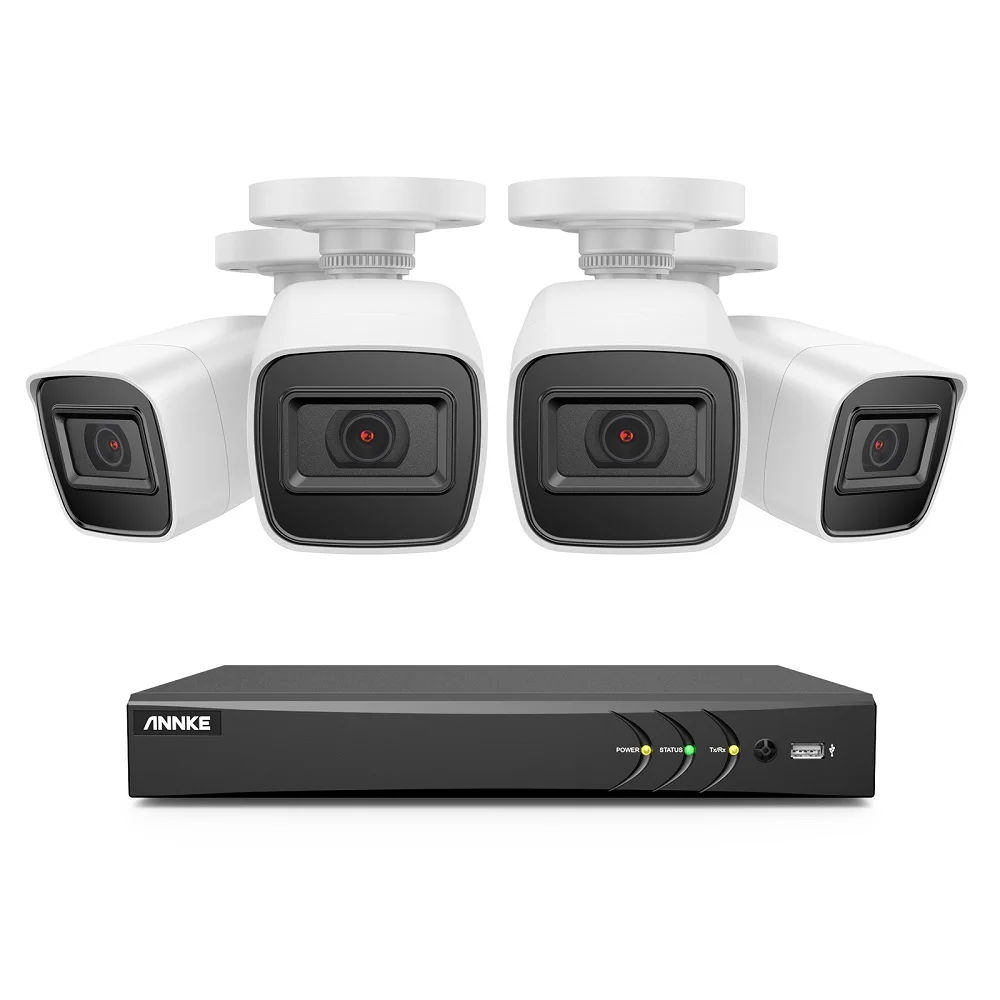 

4K 8 Channel 4 Camera Outdoor Wired CCTV Security System IP67 Weatherproof 100 ft EXIR Night Vision H.265+ Coding