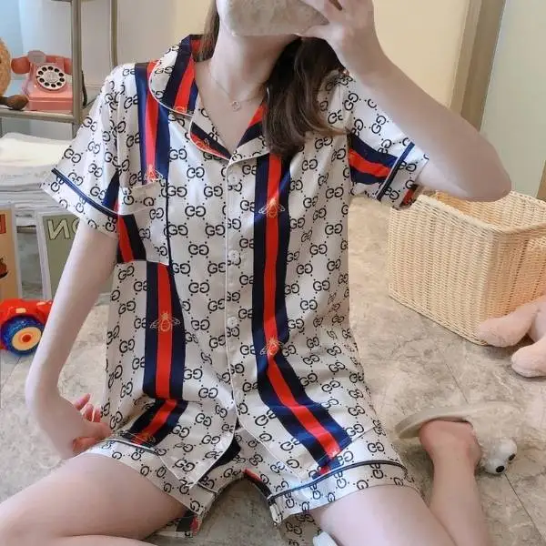 

Summer Sleepwear Short Pyjama Sets Chinese Satin Pajamas Women sleepwear