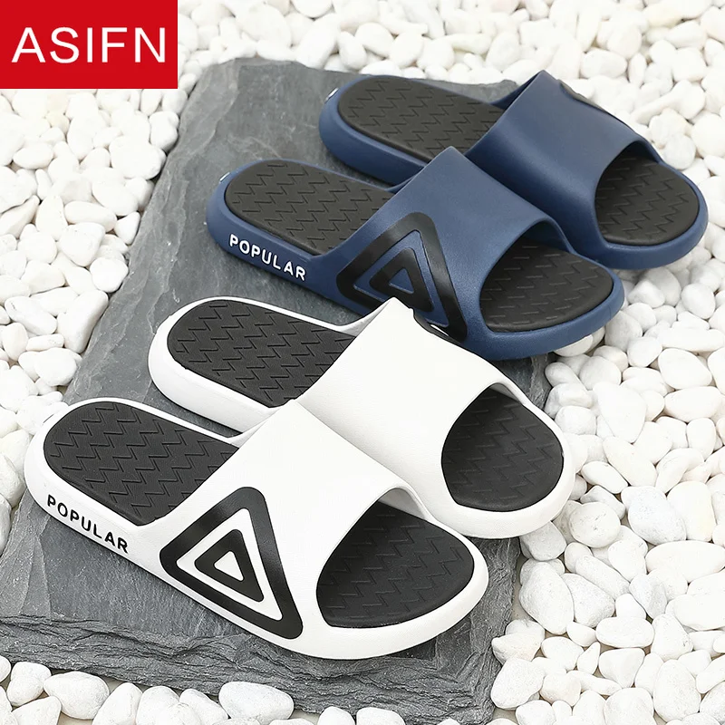 

ASIFN Men Fashion Beach Slippers Summer Home Simple Couple Flip Flops Outdoor Bathroom Non-slip Solid Mens Shoes Chanclas Hombre