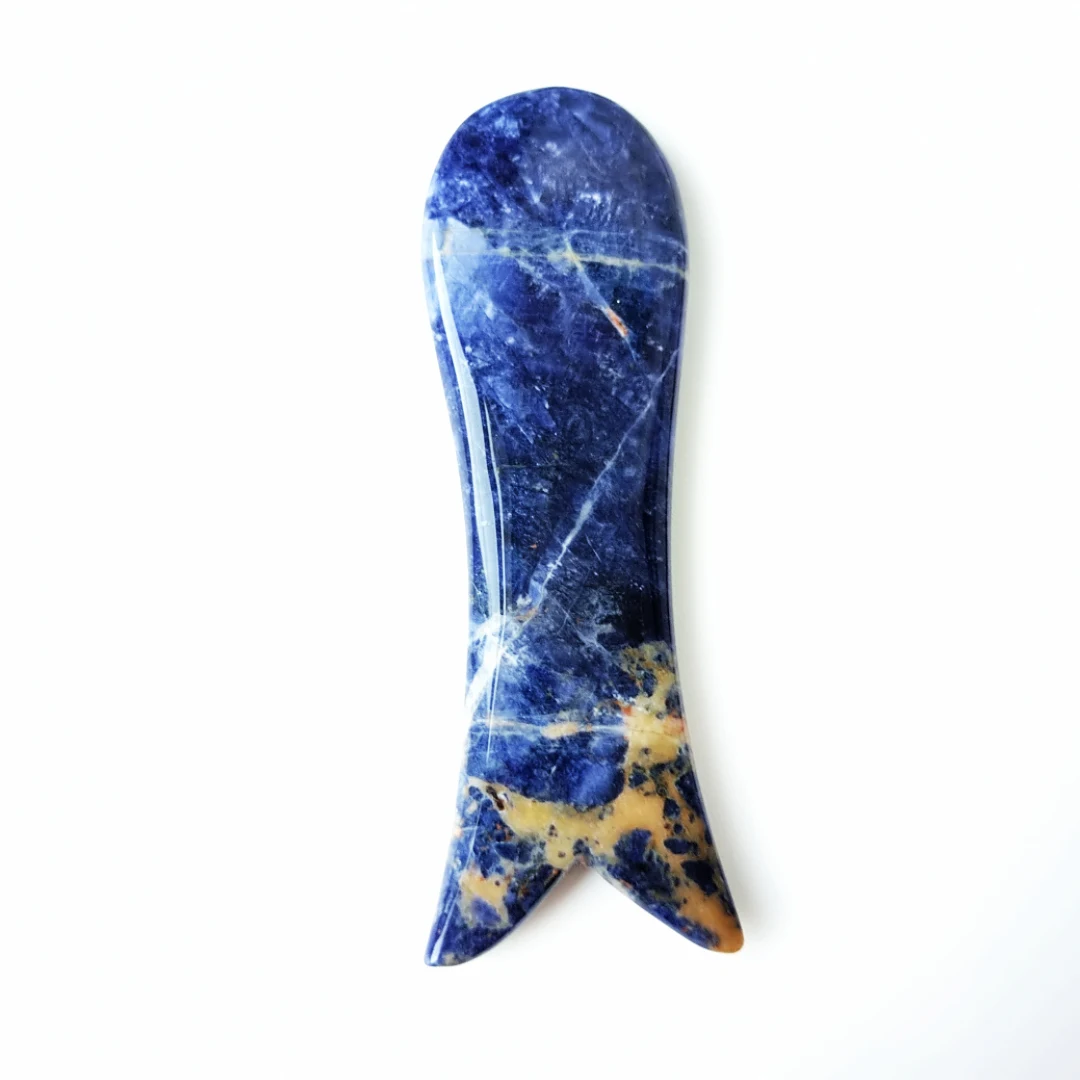 

Hot selling Guasha Board Sodalite fish shape Jade Stone Scraping Massage Tool Gua Sha Board
