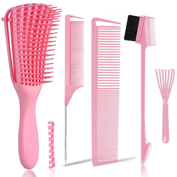 

Daily Use Hair Detangler Brush with Edge Brush Rat Tail Combs Set for Hair Style and Cut Custom Logo