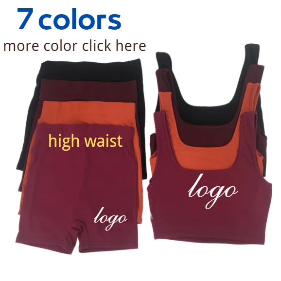 

Customize summer cropped 2 piece jogger sets 2022 casual sports women tank top biker set active Racer Shorts Co-ord sets