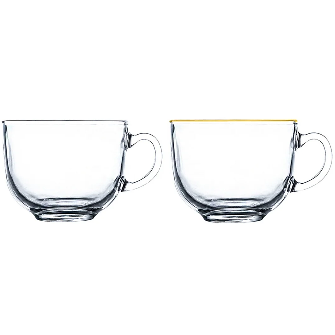 

Amazon Glass Cup Breakfast Cup Coffee Mug Heat-resistant Glass Milk Mug with Gold Rim for Tea Beverage Oats Yoghurt