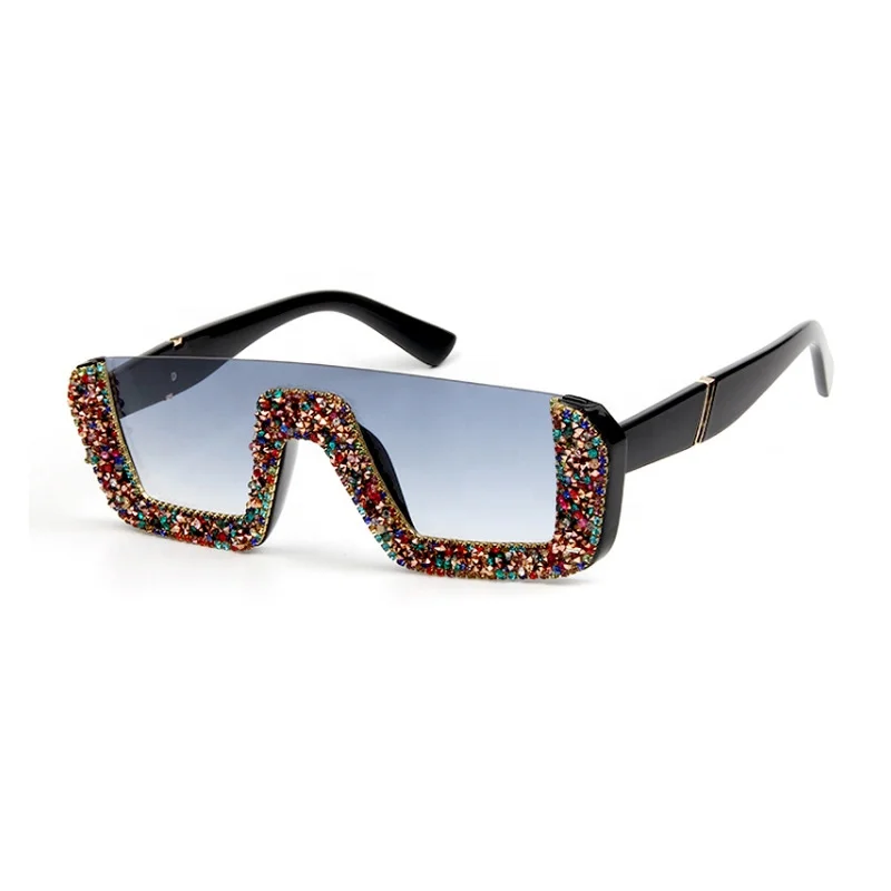 

2020 New Shades Oversized Retro Luxury Square Women Bling Rhinestone Glasses