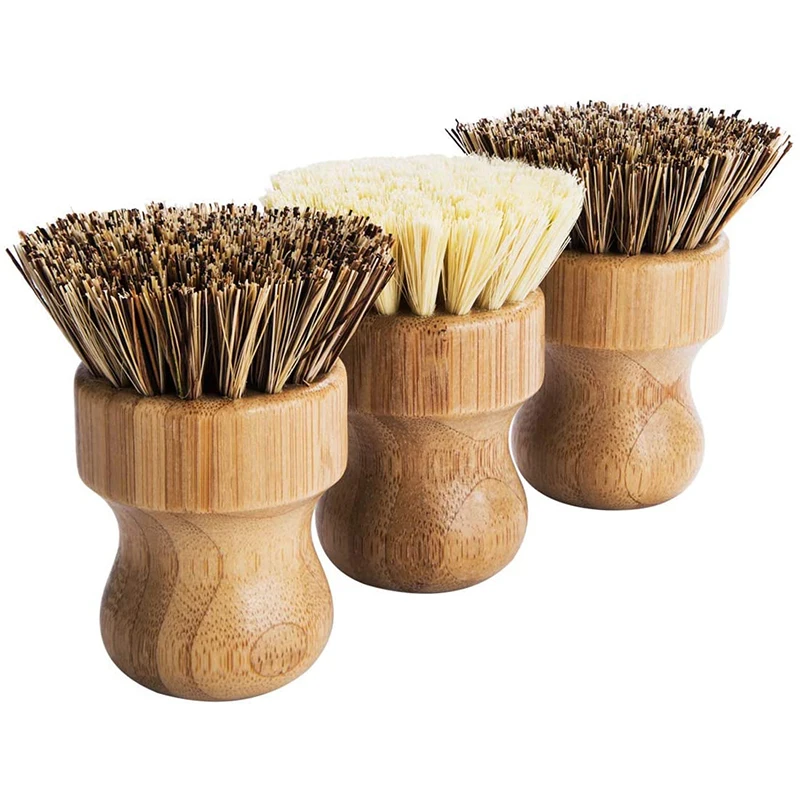 

High Quality Durable Pot Brush100% Bamboo Handle Sisal Coconut Palm Bristles Natural Cleaning Scrub Brush For Dish Washing