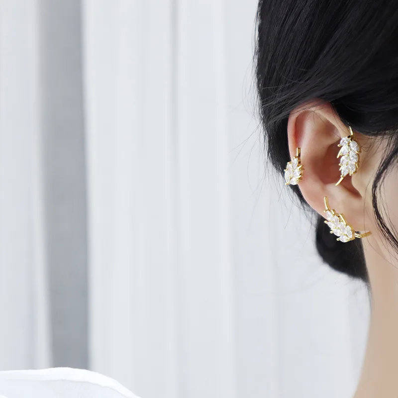 

Women without holes high-end niche design light luxury women's zircon ear bone clip wheat ear ear hanging