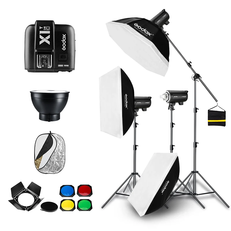 

inlighttech 1800W Godox DP400III 3x 400Ws Photo Studio Flash Lighting,Softbox,Light Stand, Studio Boom Arm Top Stand, Other