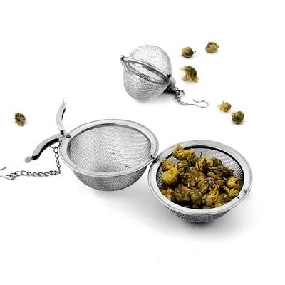 

Stainless Steel Balls Sphere Locking Spice Tea Ball Strainer Mesh Infuser Tea Tool Filter Infusor