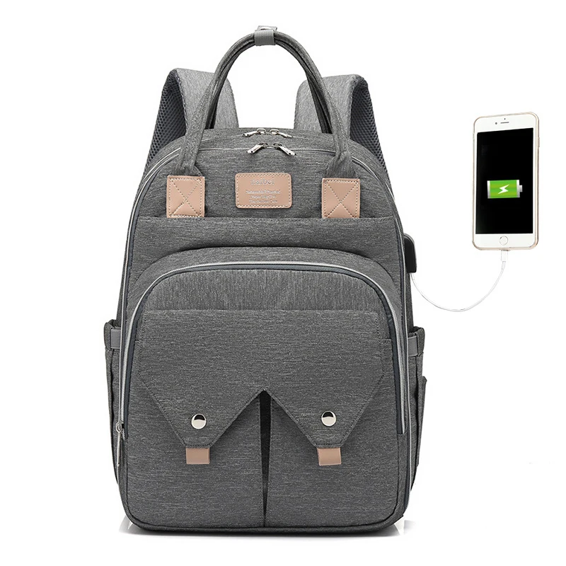

USB charging Mummy bag shoulder multi-function large capacity maternal and child package fashion treasure mother portable out ba, 5 color