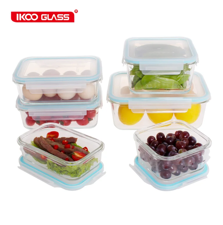 

6pcs glass set food container pp lid food container meal prep box glass box for food, Blue