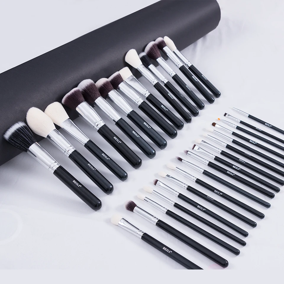 

BEILI High Quality Shiny black 30pcs makeup brush set Powder Foundation brochas de maquillaje rojas brushes makeup, Black handle