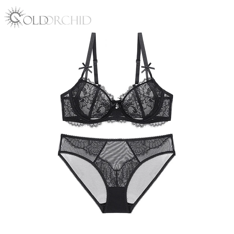 

2021 Cheap Bra And Panty Set Lace Sheer Bra Set, Blue,green,wine red, black