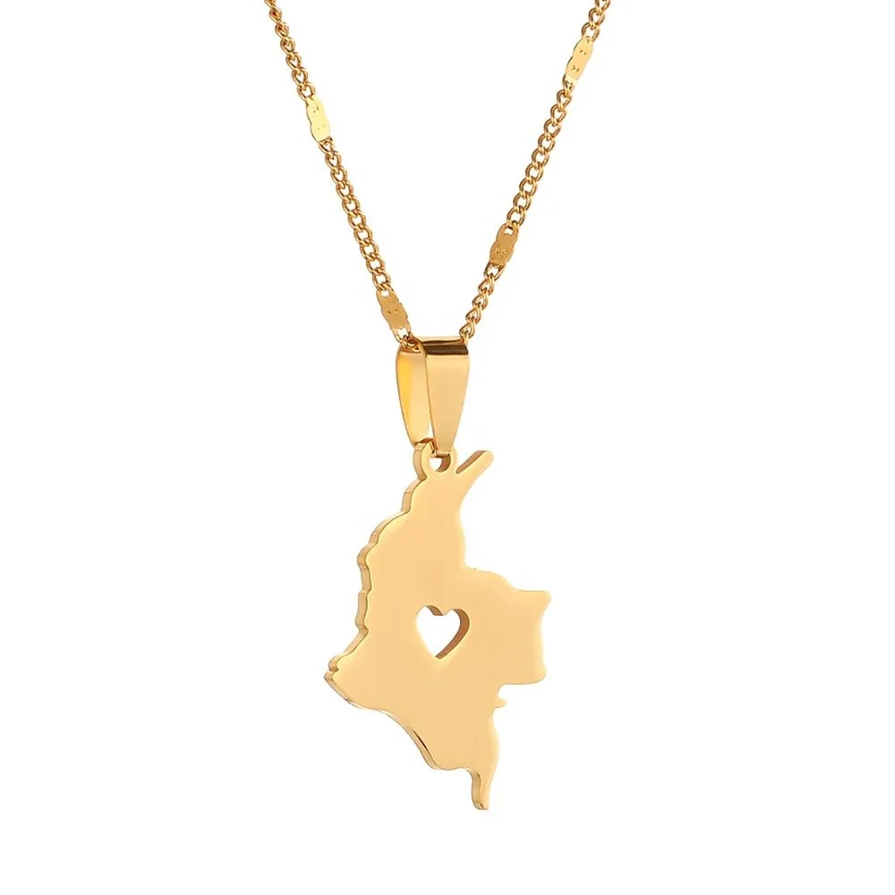 

Colombia Map Pendant Necklace for Women Gold Color Jewelry Map of Colombian Jewelry