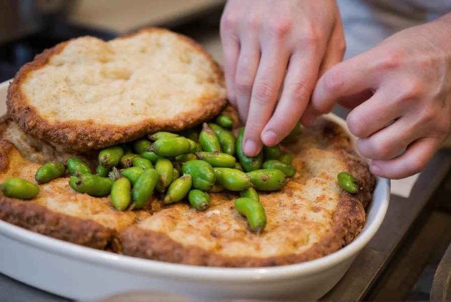 Chef preparing traditional New Mexican dish with roasted Hatch green chilies