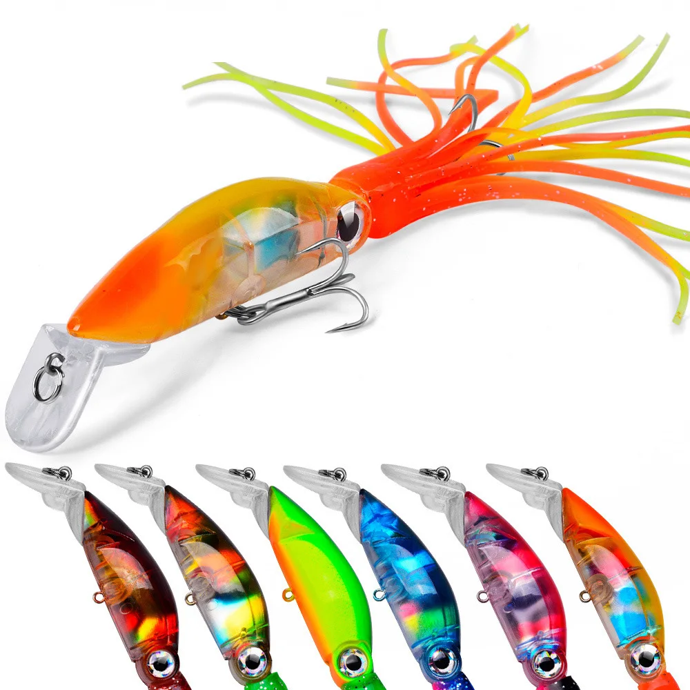 

Jetshark 17.5cm 18.5g 6colors Squid with Whisker Bait Fishing Bait Saltwater Sea Pike Bass Minnow Lure