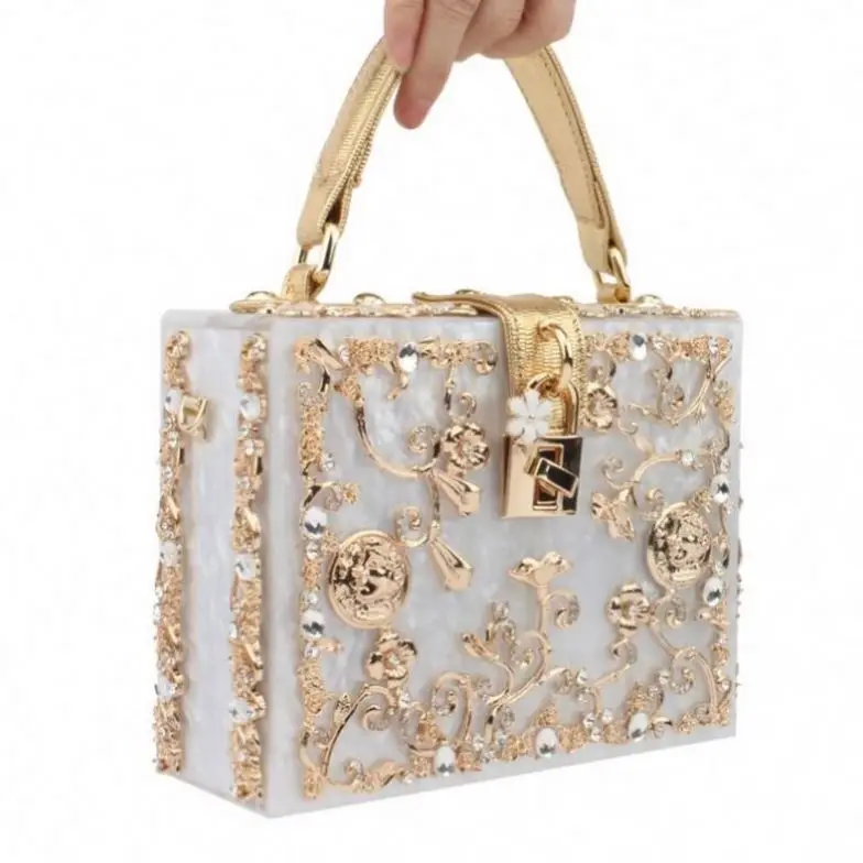 

RETON Elegant Latest Fashion Women Sparkling Crystal Clutch Purse Acrylic Evening Bags For Wedding Party Handbag Purse