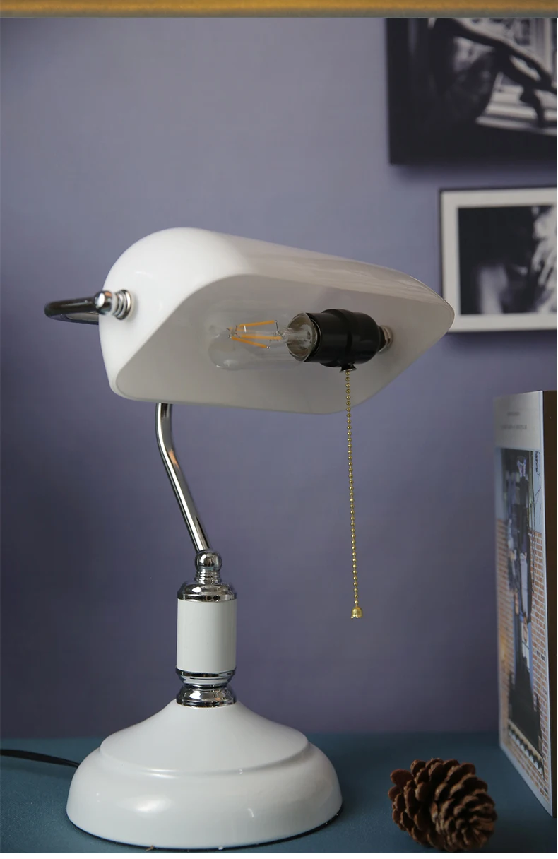 怀旧美式古董复古经典银行台灯旧绿色玻璃灯罩书房灯lampara de mesa