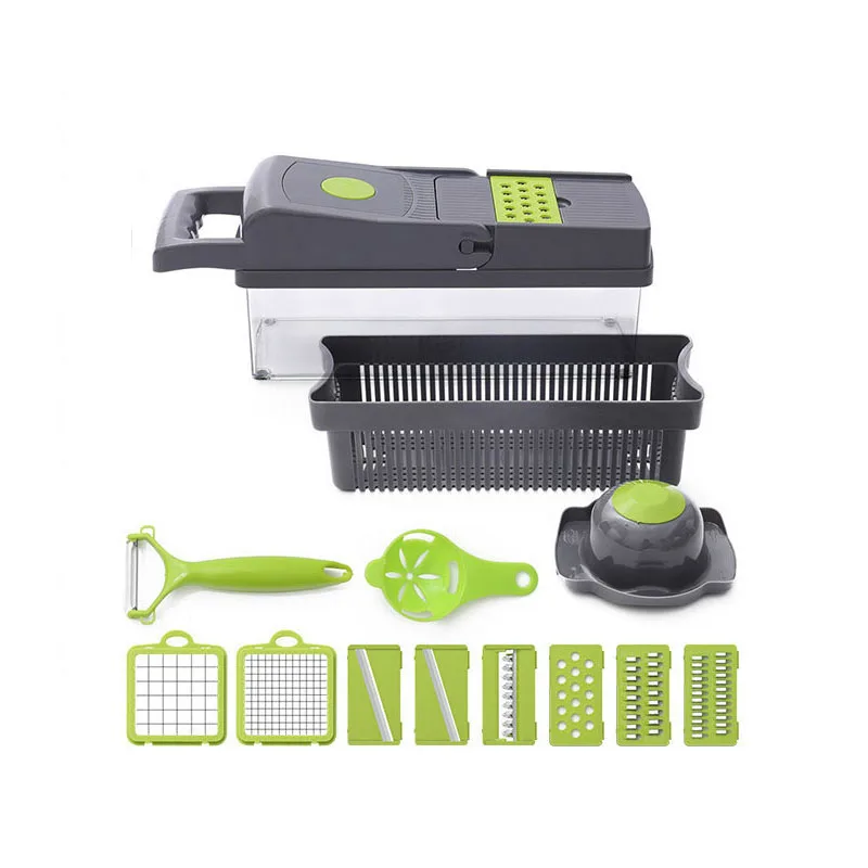 

Vegetable Chopper Veggie Chopper 14 In 1 Food Choppers And Dicers Hand, Green
