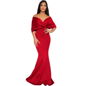 off the shoulder maxi evening dress