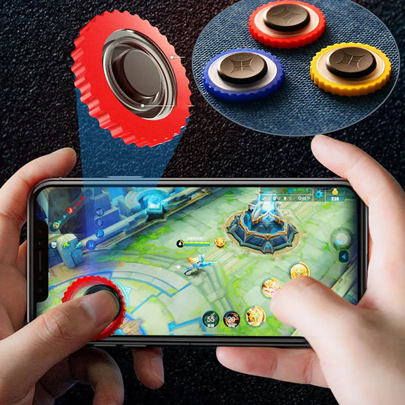 

Phone game Gamepad handle Rocker For Iphone shell case holder Round Game joystick fire trigger all in one for PUBG Controller, Blue/red/yellow