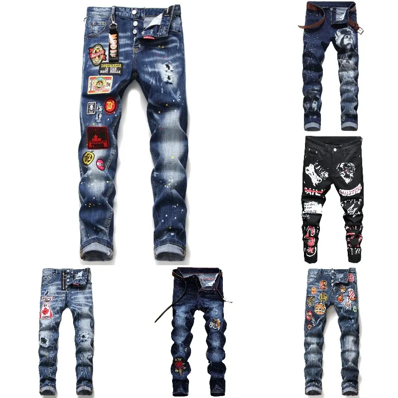 

Factory direct source European new design hip hop men's jeans high quality ripped men's pants wholesale, Customized color