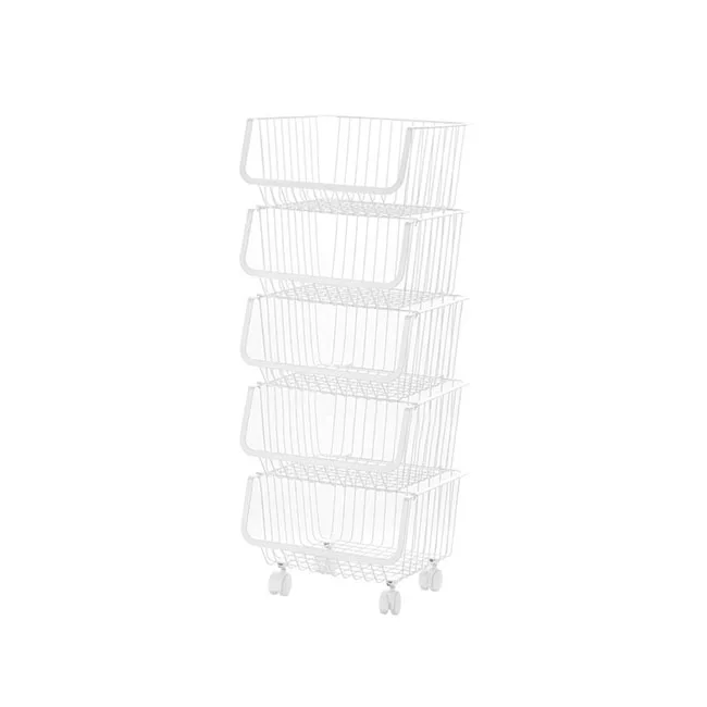 

4 Tier Metal Storage Basket Kitchen Multipurpose Mesh Containers for Fruits and Vegetables white