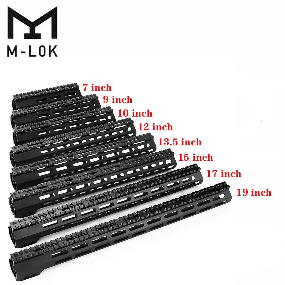 

AR-15 M4 M-LOK MLOK 7/9/10/12/13.5/15/17/19/22inch Slim Free Float Handguard M-LOK Rifle Scope Mount with Steel Nut For Hunting, Black