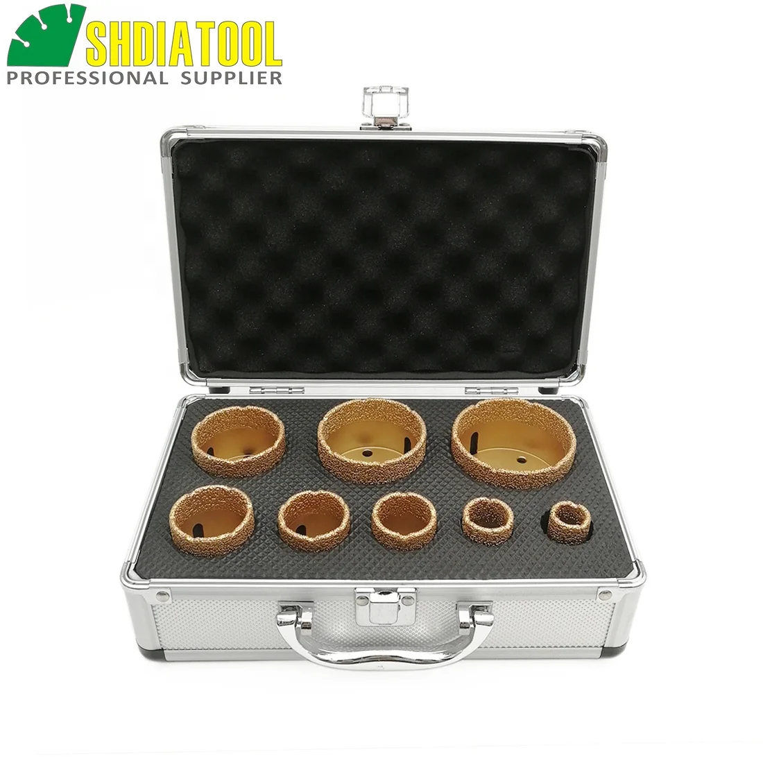 

Free shipping shdiatool 20 25 32 35 40 50 60 68mm hole cutter diamond tip drill bit set tile hole saw hole cutter for porcelain, Golden
