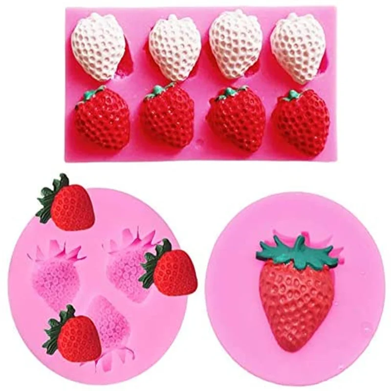 

Youngs YS-CM430 3D simulation of strawberry chocolate DIY baking drip strawberry silicone candle mold, White
