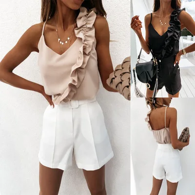 

Summer wish hot selling sexy temperament halter ruffled sling top women